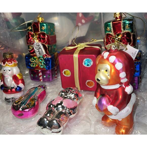 Stunning Vtg Embellished ALL Blown Glass Christmas Ornaments Germany #39 - Picture 11 of 12